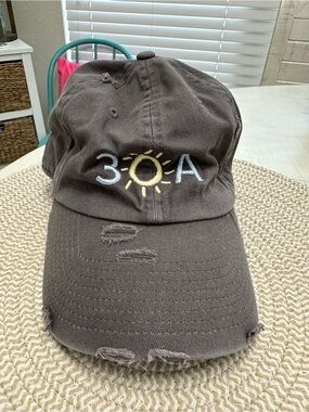 3•ØA Sun Embroidered Distressed Baseball Cap - Brown & Yellow